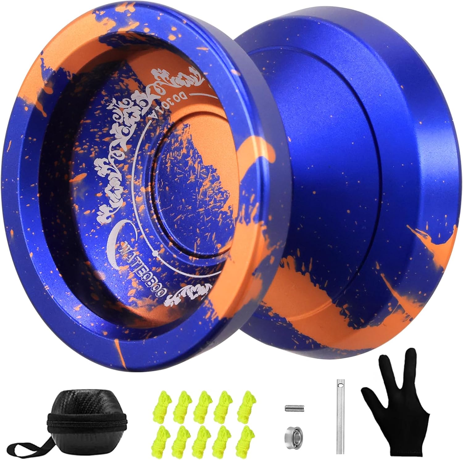 WATIEOBOO yoyo R8 Responsive yoyo for Beginners, Professional Unresponsive Yo yo for Adults Pro Metal Trick Yo-yo with Yo Yo Bearing Kit 10 Strings, Case & Gloves